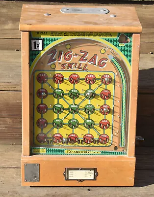 Vintage M-T Sales Chicago IL 1 Cent Zig Zag Skill Coin Op Machine W Key • $795