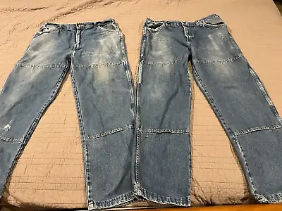LOT Of 2 Men's DICKIES Blue Double Knee Carpenter Jeans WORN Size 38 X 32 • $39.99