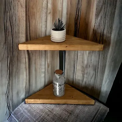 Chunky Rustic Handmade Wood Floating Corner Shelf Made From Scaffolding Boards • £21.50