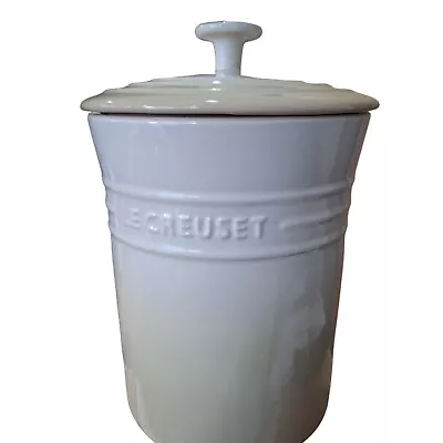 10” 3.2L Le Creuset Cream Creme Stoneware Utensil Cookie Biscuit Storage Jar Pot • £28