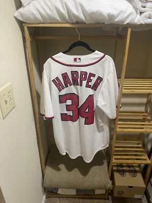 $35 • Buy Majestic Washington Nationals Bryce Harper Jersey White Mens Large
