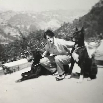 Woman Or Man W Lipstick Magnificent Doberman Dogs ORIGINAL Vintage Photo Gay Int • $7.20