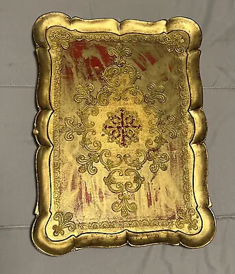 Gold Red Gilt Italian Florentine Replacement Table Top No Legs • $21.93