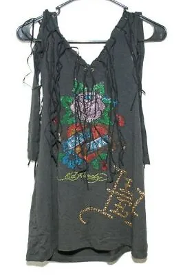 ED HARDY MARGARET DRESS In BLACK W RHINESTONES In XSMALL • $49.99
