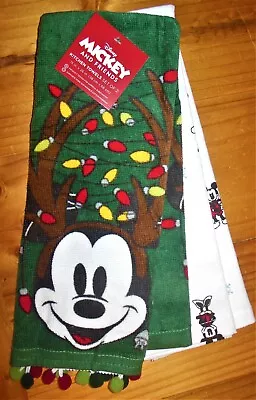 Disney MICKEY MOUSE Christmas Lights Reindeer Towels St Nicholas Square ~ NEW! • $14.95