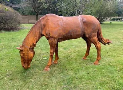 Lifesize Horse Garden Sculpture - Cast Iron - Grazing - Outdoor Statuary • £6995