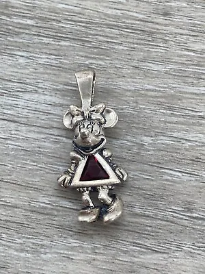 Vintage Disney Minnie Mouse Trillion Stone Sterling Silver 3d Charm Pendant 925 • $25.49