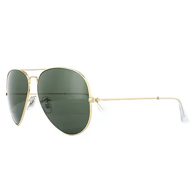 £96 • Buy Ray-Ban Sunglasses Aviator 3025 001 Gold Green Large 62mm