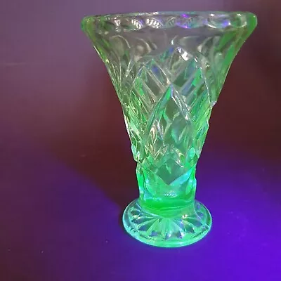 Vintage Green URANIUM GLASS VASE # 2 • $35