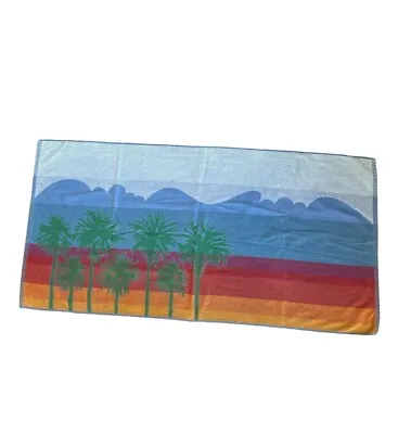 VTG Cecil Saydah Body Towels Beach Palm Trees Reversible Cotton 53x26” *FLAW • $16.99