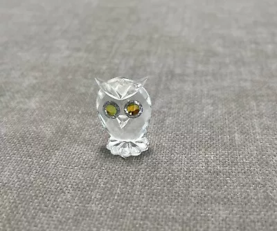 Vintage Retired Swarovski Crystal Figurine Citrine Eyes Miniature Owl 1.25  • $24.99