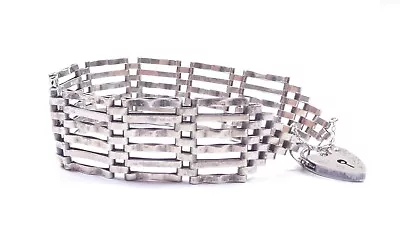 Vintage Gate Bracelet Sterling Silver & Padlock 6 Bar 20.6g  • £55