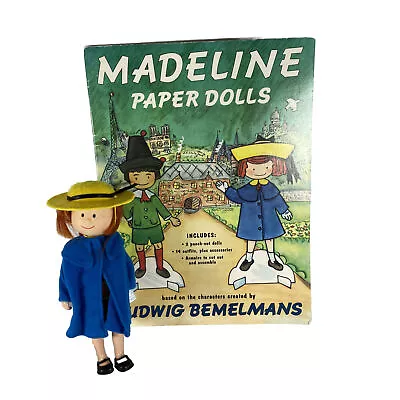 Vintage Eden Madeline Doll 1996 Yellow Hat Blue Coat 7  + Paper Dolls Book • $27.97