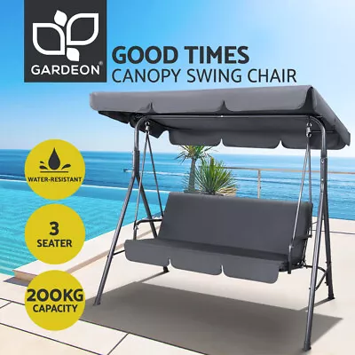 $130.95 • Buy Gardeon Outdoor Swing Chair Garden Bench 3 Seater Canopy Cushion Grey