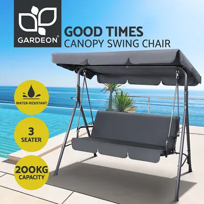 Gardeon Outdoor Swing Chair Garden Bench Furniture Canopy 3 Seater Grey • $119.95