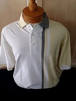 NWT New LXL Mens Pringle Faldo LXL Polo Style Golf Shirt White Grey Yellow   • $13
