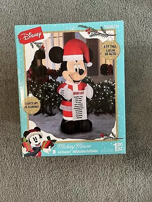 6 Ft LED Disney Mickey Mouse Holding A WISH LIST Christmas Airblown Inflatable • $65