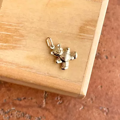 14KT Yellow Gold Teddy Bear Charm Pendant 3D 12mm Mini Small 3D Puffed • $69.99