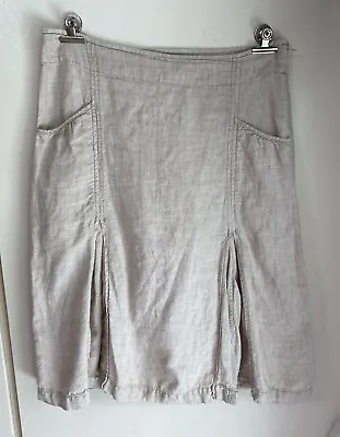 Women’s Merona 100% Linen Skirt Size 4 Beige Pockets Knee Length Lightweight • $21.99