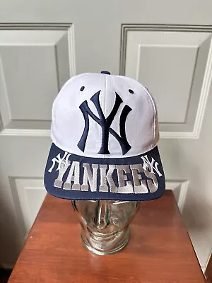 Vintage 90s New York Yankees Big Logo MLB SnapBack Hat Cap Dada • $14.50