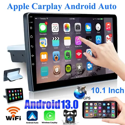 Single 1 Din Android 13 Carplay Car Stereo Radio GPS WIFI BT Touch Screen 10.1  • $76.99