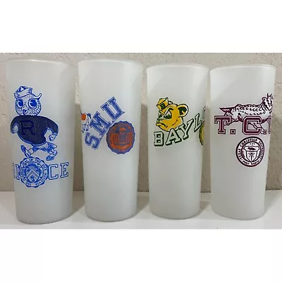 Vintage Texas Frosted Glasses: Baylor Bears Rice Owls TCU Frogs SMU Mustangs • $49