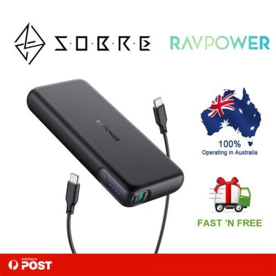 $99.95 • Buy RAVPower 20000mAh 60W USB-C PD 3.0 Power Bank Portable Charger External Battery