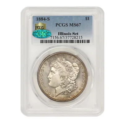 KEY DATE 1884-S $1 Silver Morgan PCGS MS67 CAC Certified Illinois Set Dollar • $950000