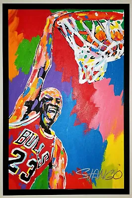 JOHN STANGO Signed Original MICHAEL JORDAN Dunk 18x28 Pop Art Canvas Painting • $2995