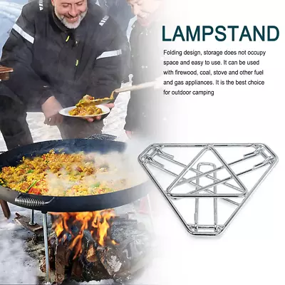 Foldable Campfire Stand Rack Camping Cooking Tripod Heating Grill Grate Metal • $38.50