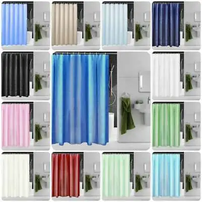 Waterproof Polyester Fabric Bathroom Shower Curtain With Ring Hooks 180 X 180 CM • £8.89