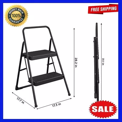 7 Ft. 2-Step Steel Folding Steel Step Stool Home Office Lightweight 3 200 Lb • $36.22