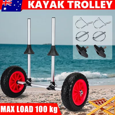 Kayak Trolley Carrier Cart Wheels Collapsible Aluminium Canoe 100kg Foldable • $55.25