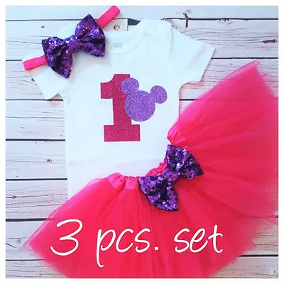 First Birthday OutfitMinnie Mouse Inspired OutfitHot Pink And Purple Tutu Set • $28.99