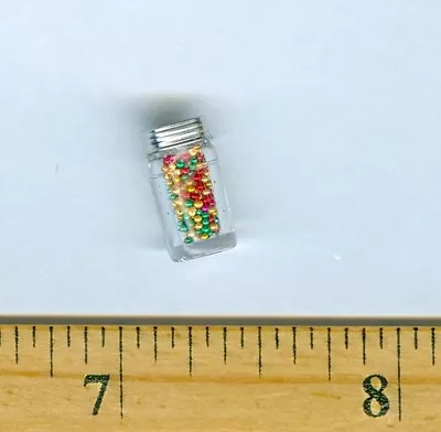 Dollhouse Miniature Size Jar Of Red Green Gold Cookie / Cake Sprinkles • $4.40