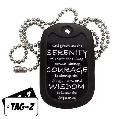 Military Dog Tag Necklace -  SERENITY PRAYER TAG  With A Dog Tag Silencer • $6