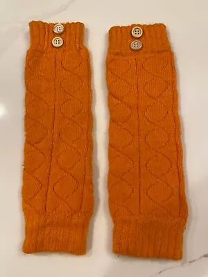 $12 • Buy Fingerless Gloves Orange Knit Arm Warmer One Size Fits All