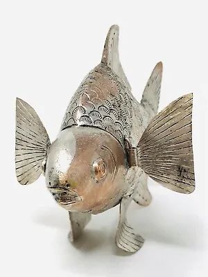 Vintage Articulated Metal Large Fish Brass? Goldfish Sun Fish Sculpture KP21 • $212.80