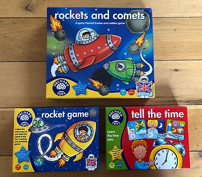 £3 • Buy Orchard Toys 3 Games Bundle, Tell The Time,Rocket Game And Rockets And Comets.