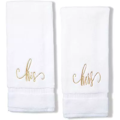 Monogrammed Hand Towels For Wedding His And Hers (White 16 X 30 In Set Of 2) • $19.89