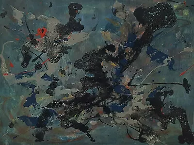 Clearance Sale To Collect Painting Signed Madai Abstract Composition Dated 61 • $338.11