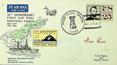 SEPHIL USA 1966 35TH ANNIV SAMOA PAGO PAGO-MANU'A AIRMAIL FFC TO APIA W/ 25c • $5.03