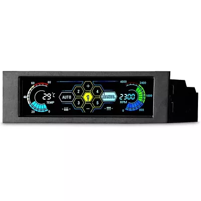 5.25  PC 5 Channel Cooling Fan Automatic Speed Controller With LCD Monitor D4Q1 • £37.79