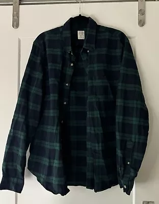J. Crew New York Flannel Button Up Shirt XL Slim Green Cotton • $13.78