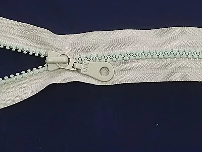 £3.09 • Buy Beige With Light Green Teeth-Chunky-Zip Heavy Duty Zipper-No.5 Open End - 27 