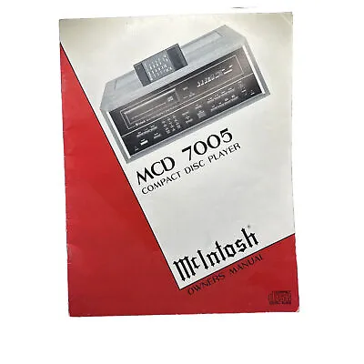 McIntosh MCD 7005 Compact Disc Player ORIGINAL Owner’s Manual • $29