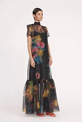 Staud Calluna Dress Organza Hyacinth Tiered First Bloom Night Floral Medium • $421.12