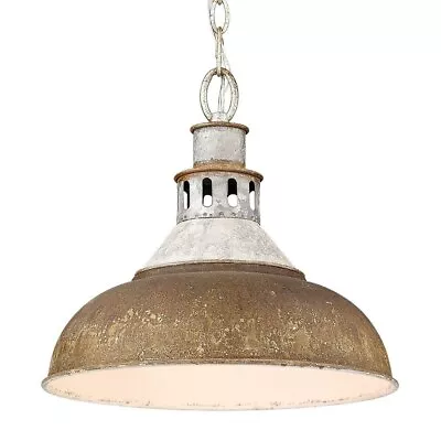 Vintage Style 1-Light Large Pendant In Aged Galvanized Steel With Rustic Antique • $141.95