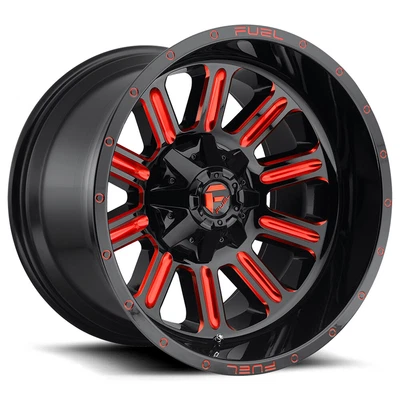 $1036 • Buy 4-Fuel D621 Hardline 15x8 5x4.5 /5x4.75  -18mm Black/Red Wheels Rims 15  Inch