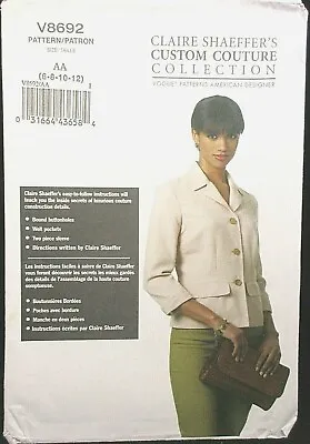 £34.08 • Buy Vogue Pattern V8692 Claire Shaeffer's Custom Couturier Size 6-8-10-12